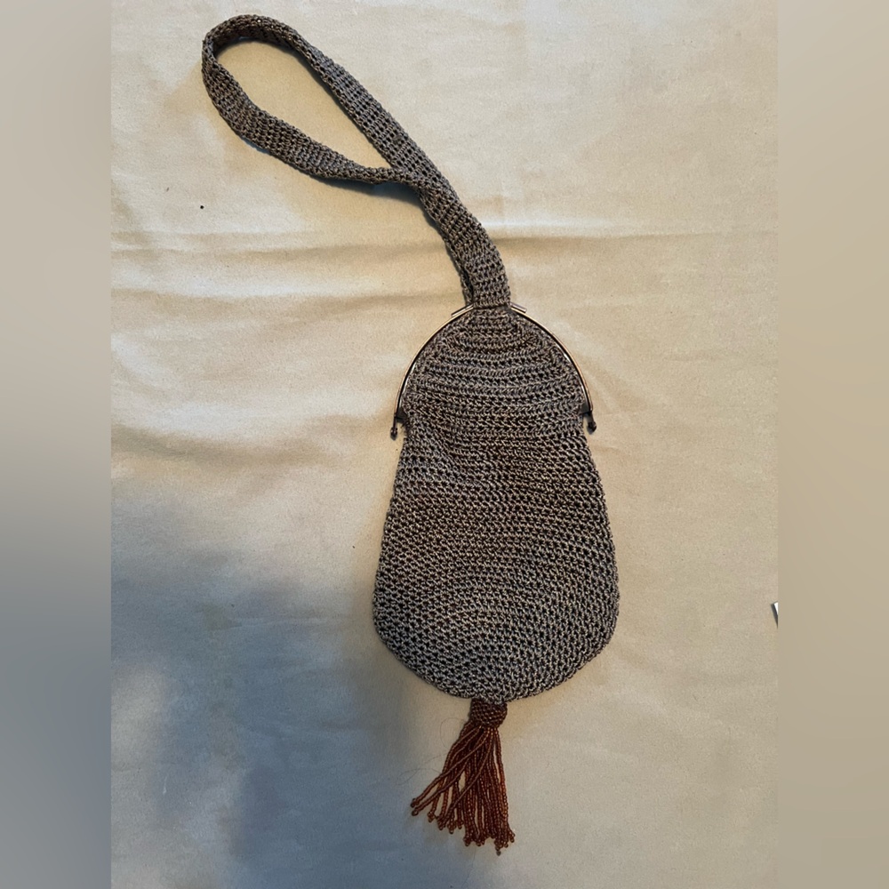 La Regale Brown Knit Clutch